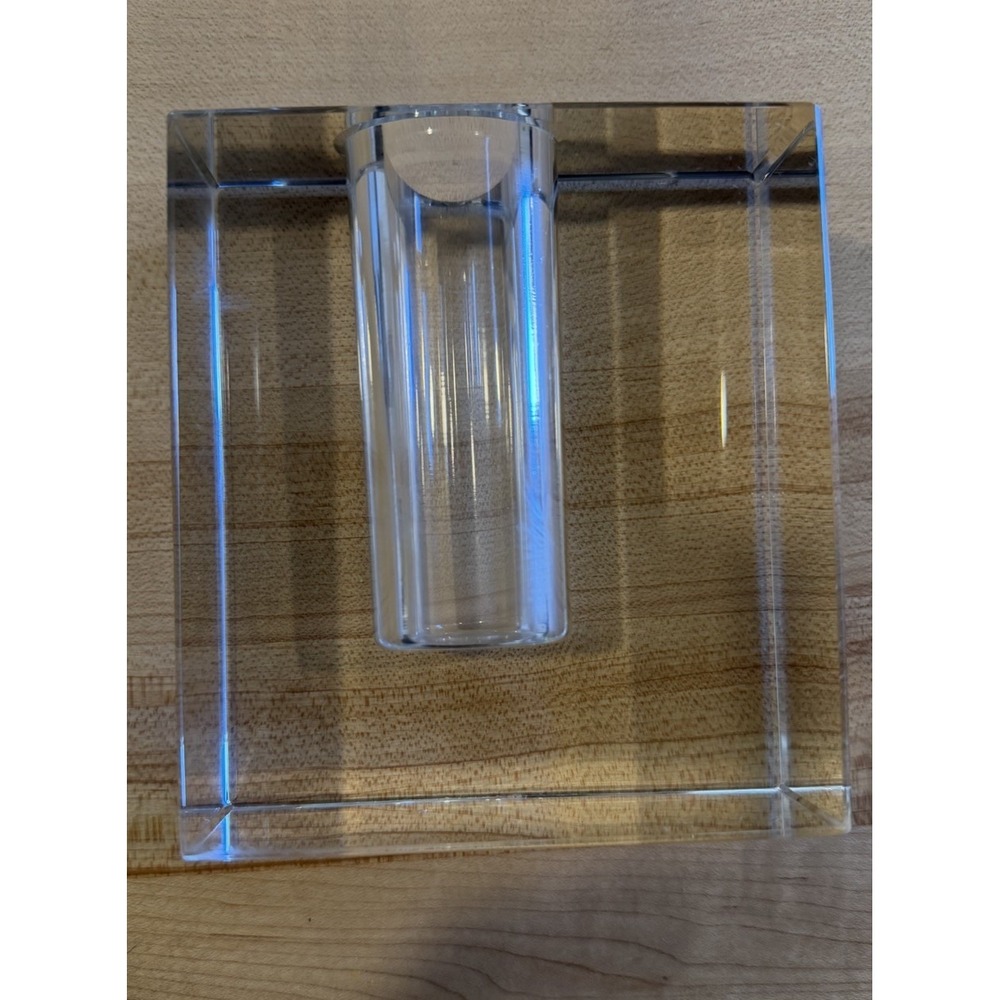 Vintage MCM Clear Crystal Block Bud Vase Heavy Minimalist Propagation Decor - Picture 4 of 9